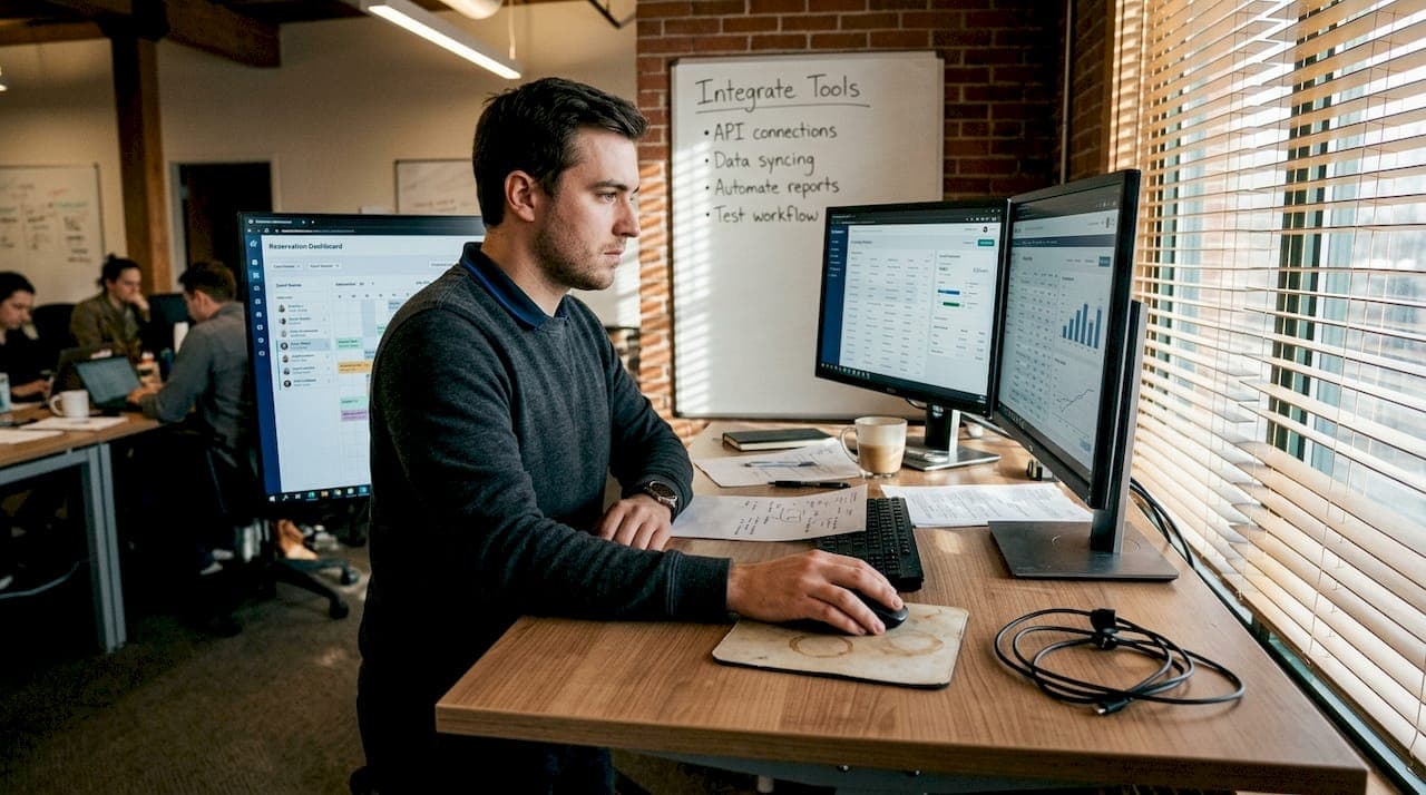 Employee connecting booking and accounting systems