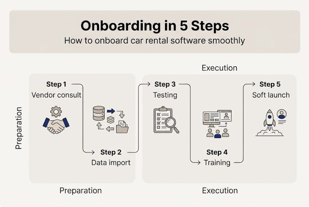 Infographic of car rental onboarding steps