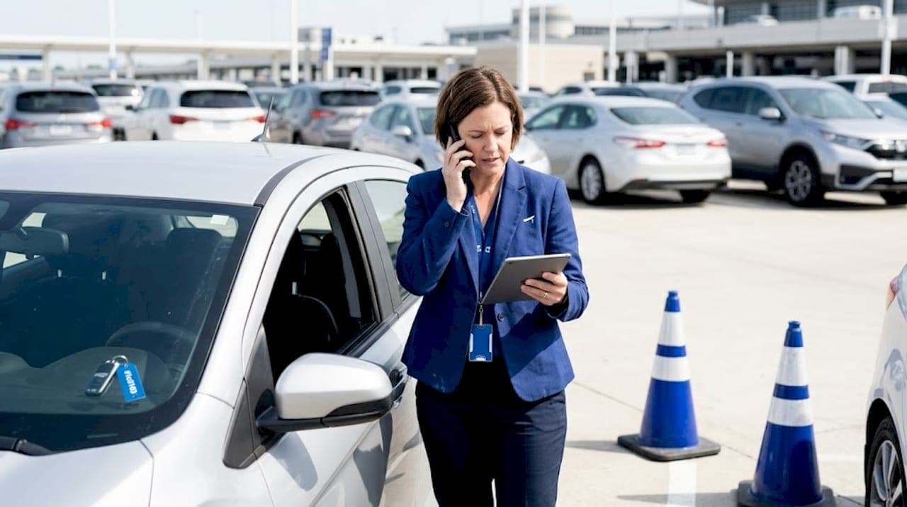 Agent managing secure car rental key handoff