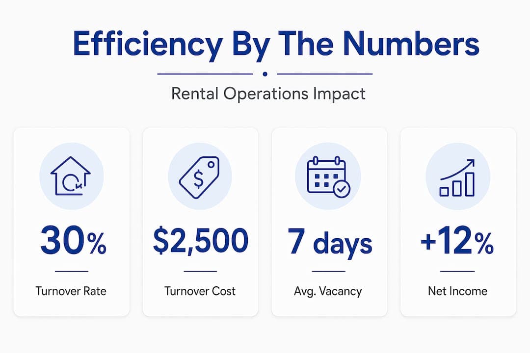 Infographic showing key stats on rental efficiency and profit