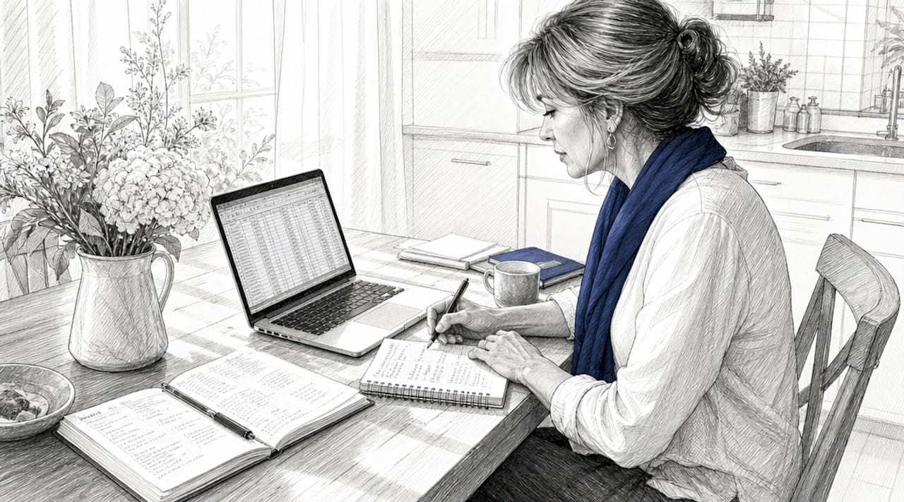 Woman analyzing rental data at office desk