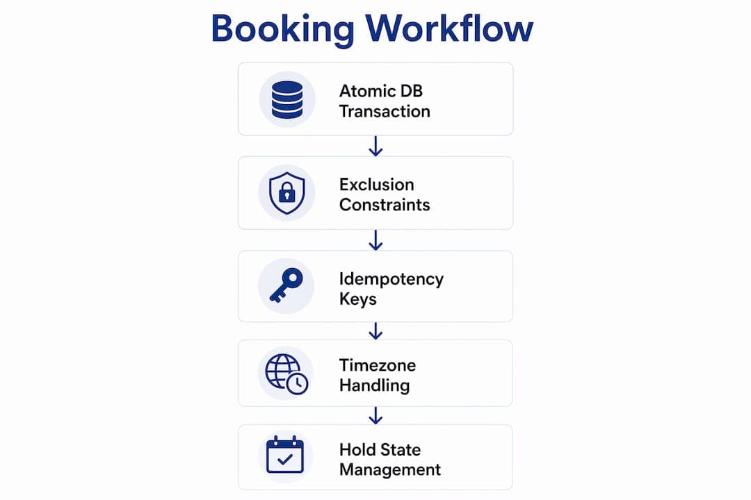 Infographic showing conflict-free booking workflow steps