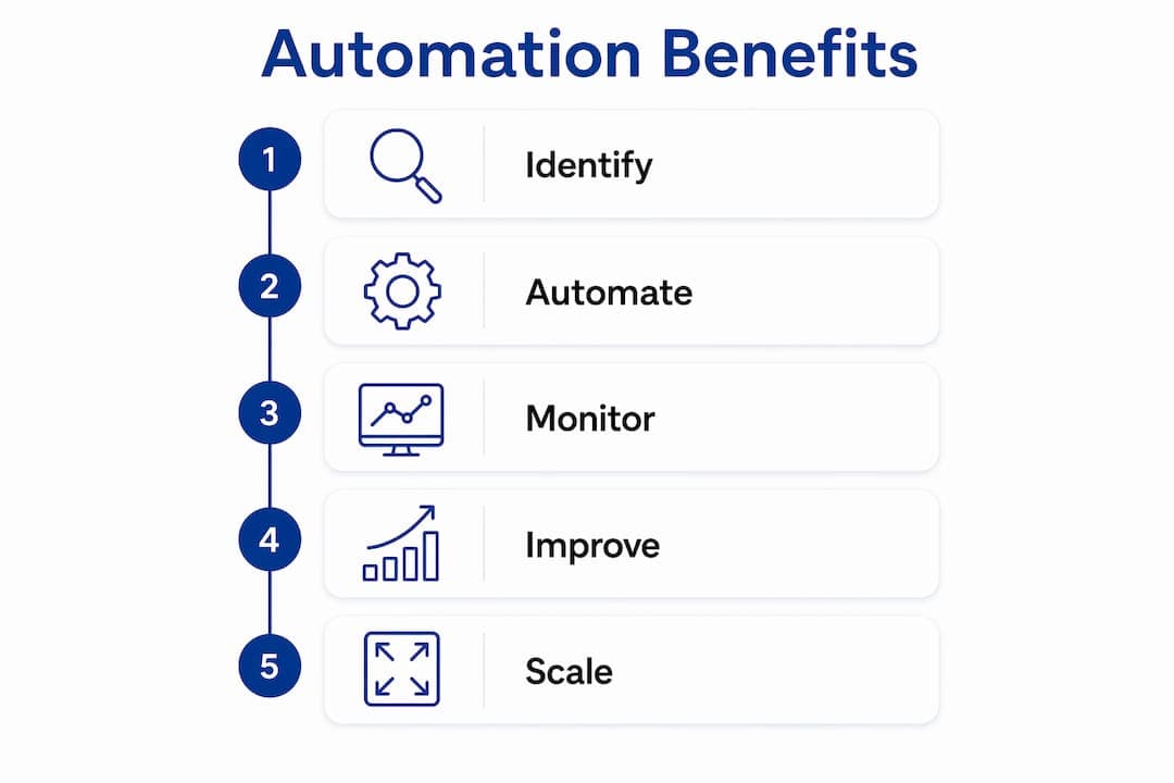 Infographic showing automation workflow steps