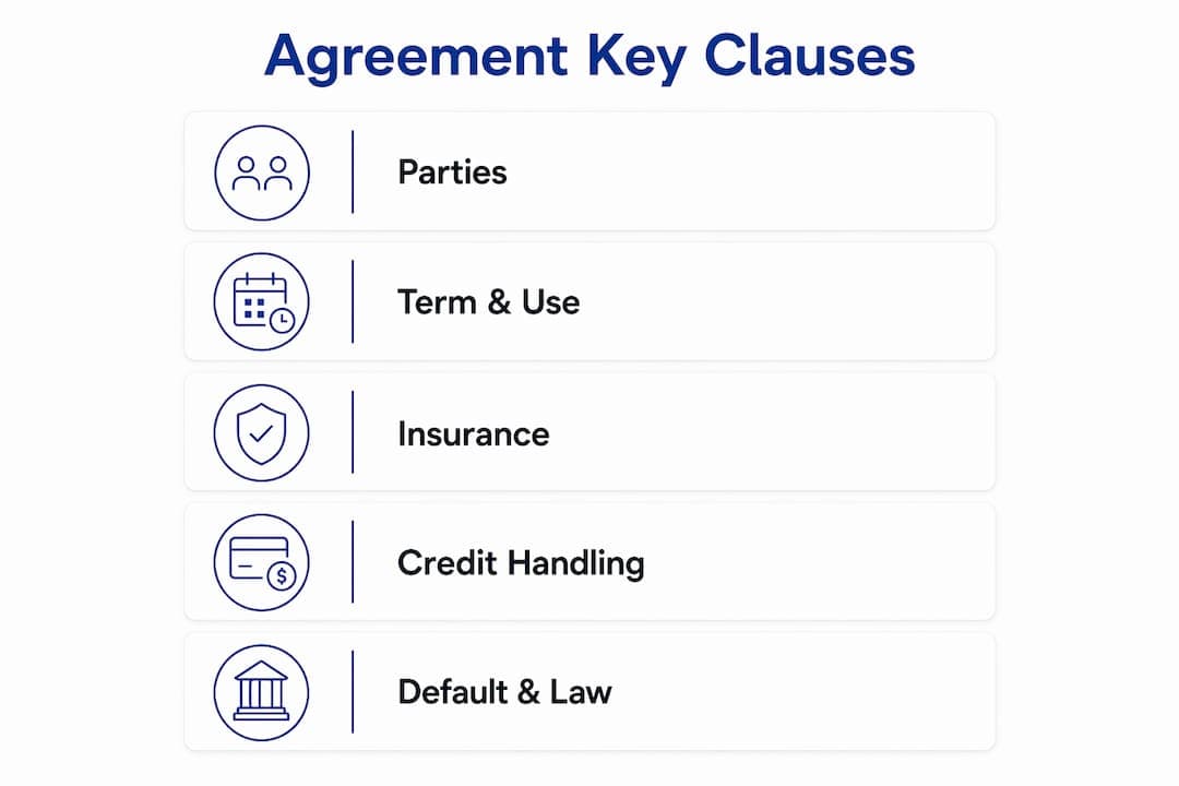 Infographic showing key corporate rental agreement clauses