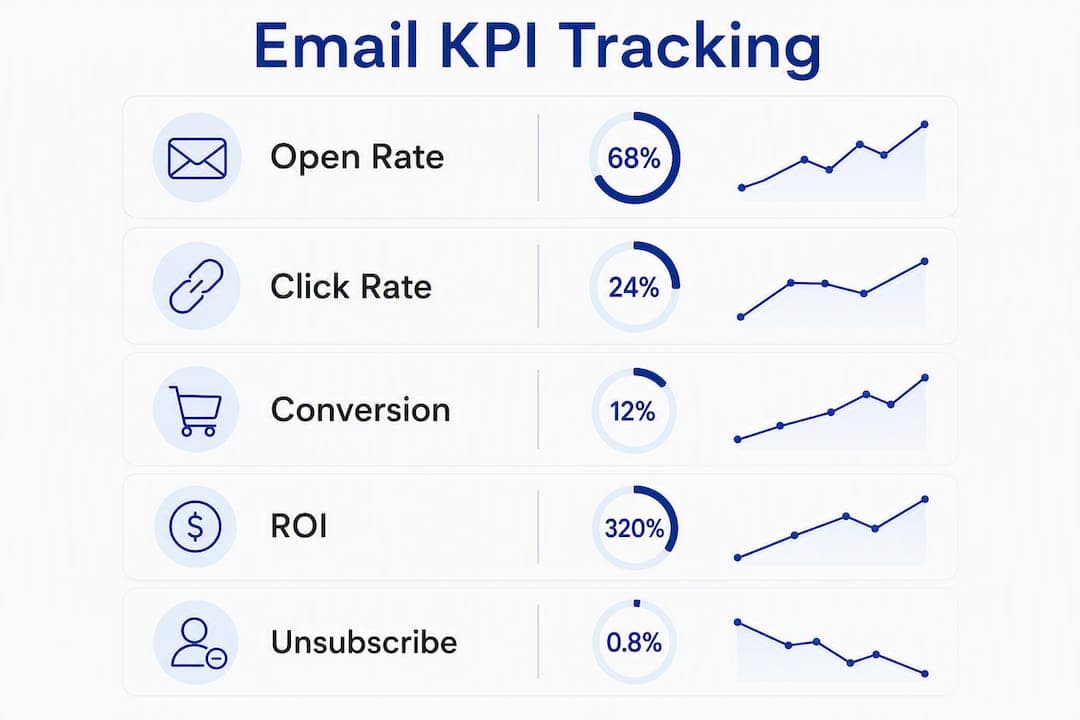 Infographic showing key email marketing KPIs to track