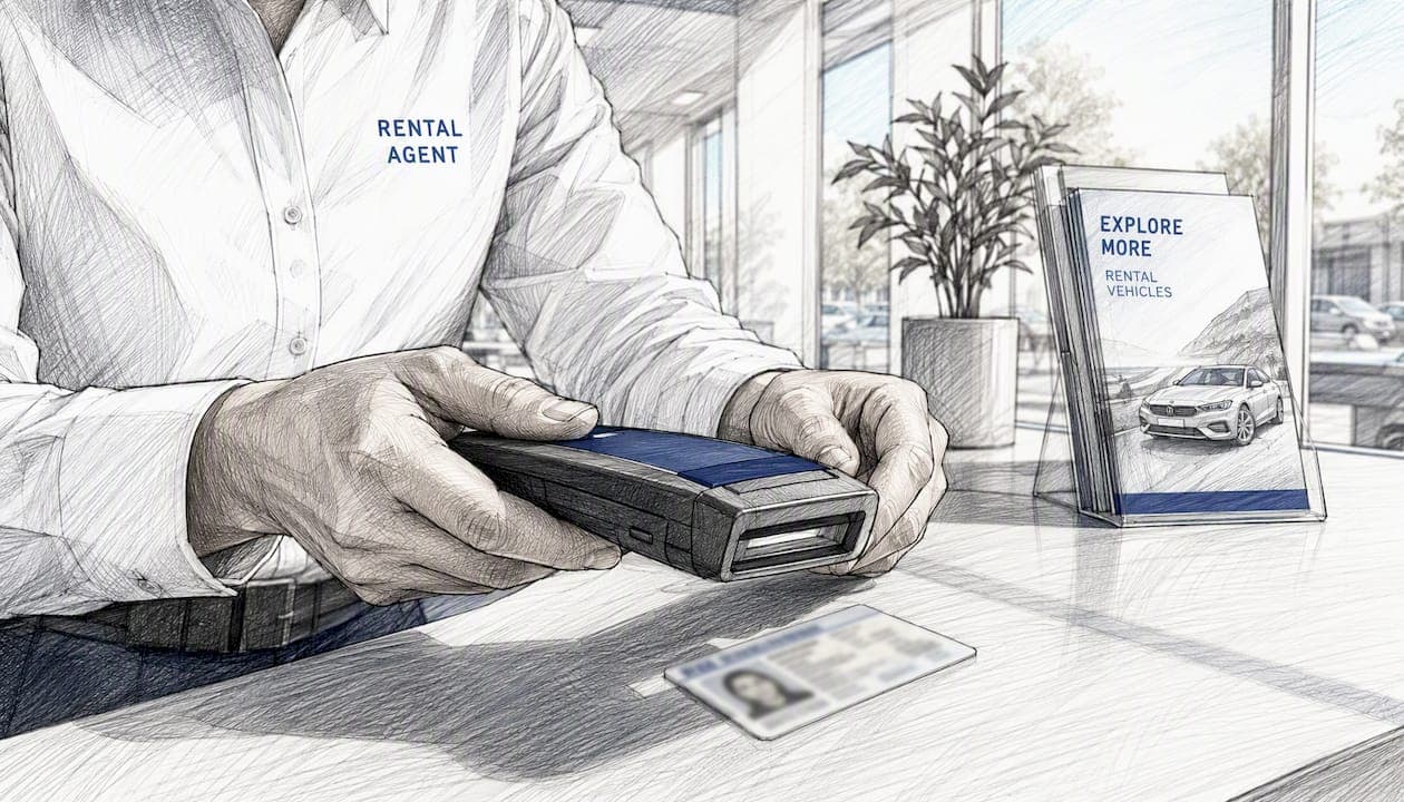 Hands scanning US driver license